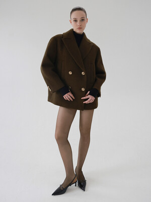 Jude Alpaca Wool Doublebreast Peacoat (Smoky Wood)