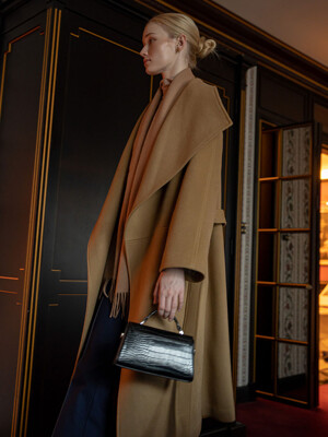 CASHMERE HEAVY WOOL OVER COLLAR LONG COAT CAMEL