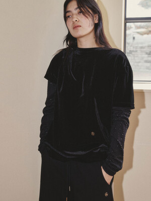 G_LAYERED VELVET T-SHIRT / BLACK