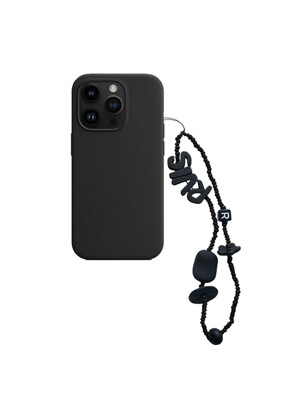 thin beads phone strap black