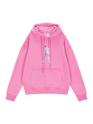 VINTAGE CRACK PRINTING HOODY IN PINK