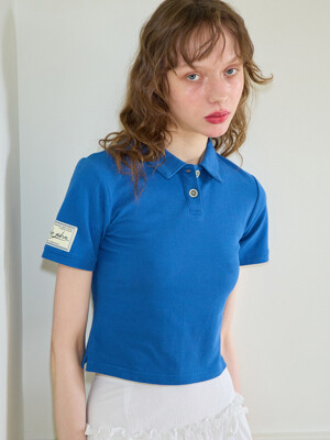 Label Short Pique Shirt_ Blue