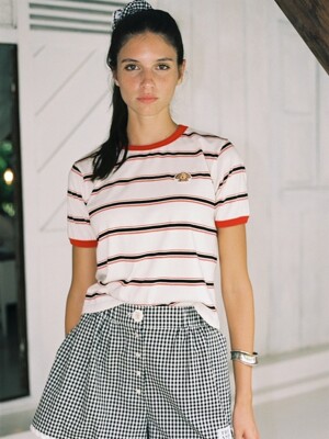 STRIPE T SHIRT WITH PAM PATCH_WHITE
