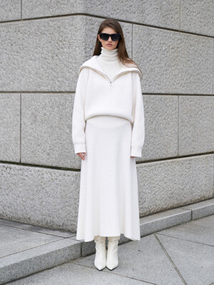 Air Wool Pleated Long Skirt