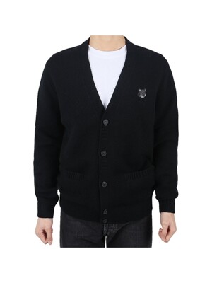 메종키츠네 24FW 남성 베이비 폭스 레귤러 울 가디건 블랙 NM00506KT1006 P199