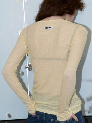 WOOLISH SEETHROUGH LABEL T, LEMON