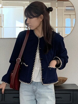A POCKET TWEED JACKET_NAVY