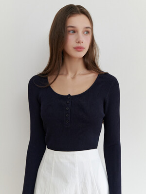 Bonny button knit (navy)