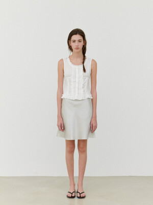 [단독] Fiora Satin Skirt in Silver
