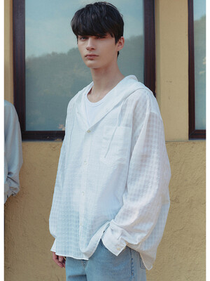 UNISEX CLASSIC HOODED SHIRT WHITE CHECK_M_UDSH5B127WT