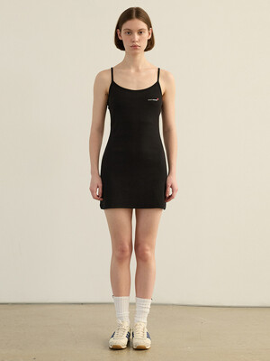 Flower Jersey Sleeveless Onepiece Black