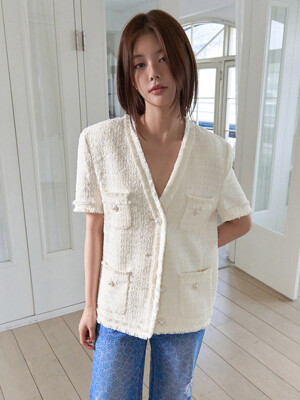 [단독] 25SS bibi v-neck tweed pocket jacket