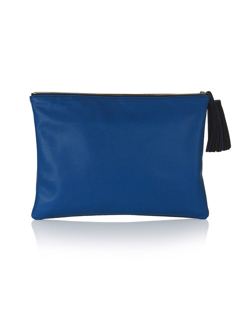 BLUE JEMMA TASSLE CLUTCH BAG