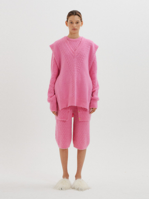 TOKO Cable Knit Skirt - Pink