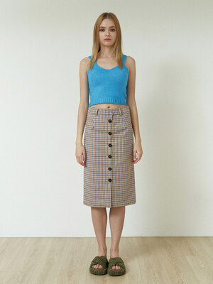 Blue & Brown Check Skirt