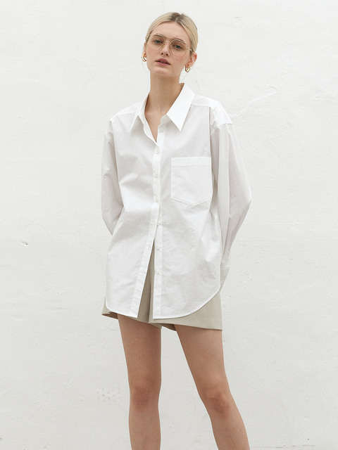 블라우스,셔츠 - 매넌  (MANNON) - MANNON semi loose-fit poplin shirts_WHITE