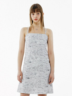 LETTERING TIE UP ONEPIECE(L/Beige)