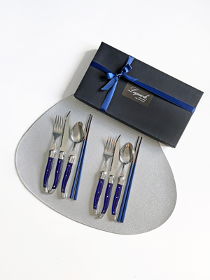 [선물포장] 장네론 라귀올 테이블양식기 프렌치 블루 & 샌들 젓가락 2인 세트
