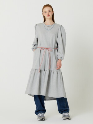 RECYCLED FABRIC PUFF DRESS(GRAY)