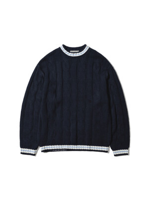 FIVETWO STAMP CABLE SWEATER [NAVY]
