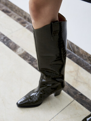 Rilly_Glossy Wide Western Long Boots_22BT52_Black
