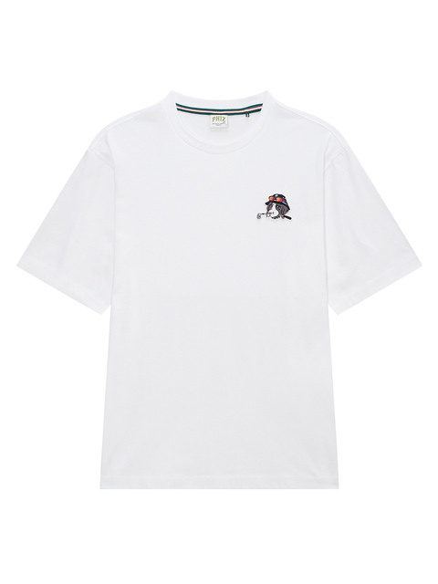 티셔츠,티셔츠 - 피즈 (PHIZ) - [헤지스 피즈] 화이트 프리미어 코튼 버킷 미들 로고 반팔 티셔츠