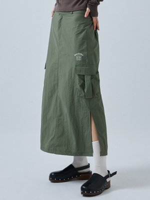 HOOK LONG CARGO SKIRT - KHAKI