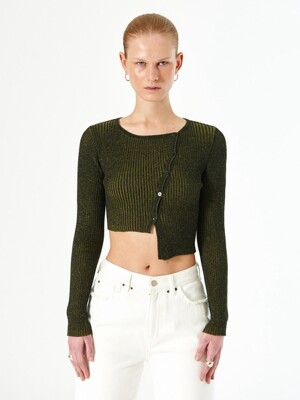 SLIM BUTTON KNIT CARDIGAN (olive)