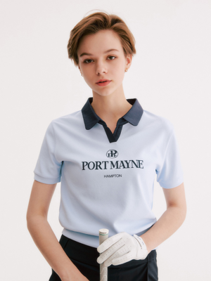 SATIN COLLAR POLO T-SHIRT - SKY BLUE