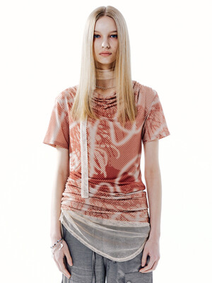 ARINE COWL-NECK PRINT TOP_CORAL BEIGE