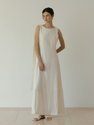 Silky tied maxi dress (cream)