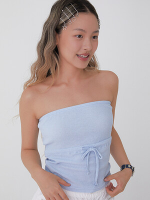 WAFFLE TUBE TOP, DALICATE BLUE