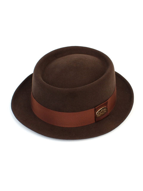 모자 - 유니버셜 케미스트리 (Universal chemistry) - Very Short BR Line Brown Wool Fedora 울페도라