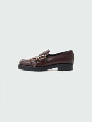 XED Buckle Strap Loafers - Brown