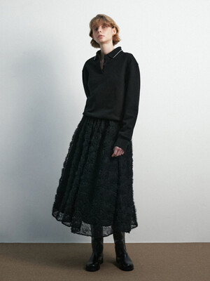 Rose Lace Full Skirt / Black