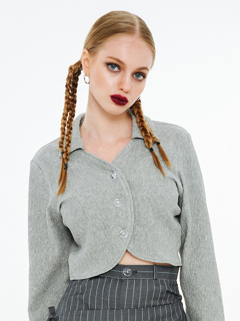 블라우스,셔츠 - 아더월들리 (OTHER-worldly) - Finger Hole Tulip Shirt [Gray]
