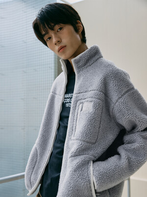 CLASSIC LOGO POCKET FLEECE JACKET gray