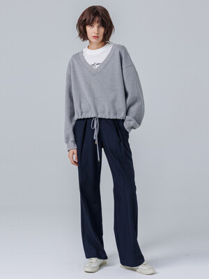 PAGE_PINTUCK BANDING PANTS_NAVY