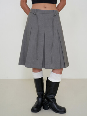 Pleated Midi Skirt D/Gray