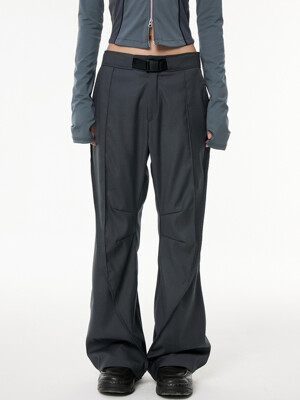 Diagonal Flare Pants (FL-232_Charcoal)