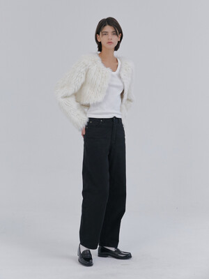 cropped fur mustang jacket (cream)