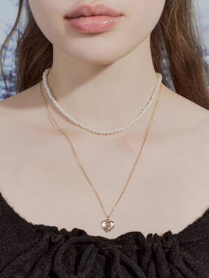 rosie heart pearl necklace set