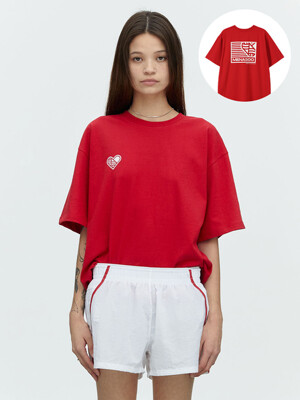 SMALL HEARTTRACK OVER FIT TEE_RED