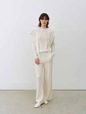 Cashmere Blend Straight-leg Knit Pants Ivory