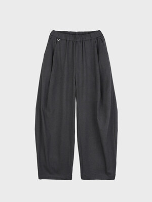 CURVED WIDE BANDING PANTS_CHARCOAL