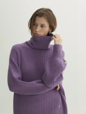 Cashmere 100% Vera Turtleneck Pullover (Lailac Violet)