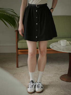 Lace button point skirt_Black