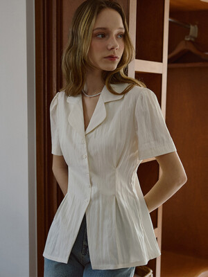 Classic Open Collar Blouse [Ivory]