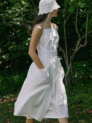 Ribbon Sleeveless Wrap Dress - White