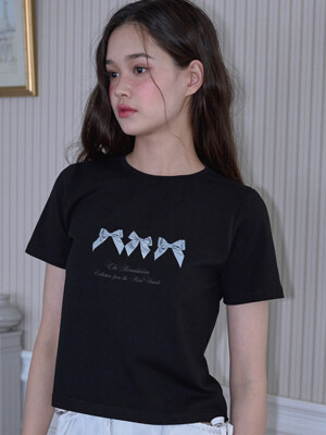 Ribbon Lettering T-shirt [Black]